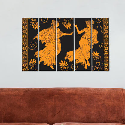 Floral Greek Girls Tunics Ancient Canvas Print