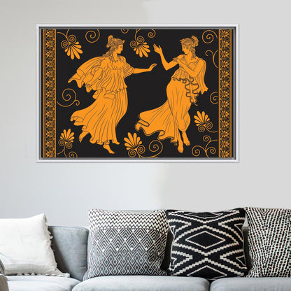Floral Greek Girls Tunics Ancient Canvas Print