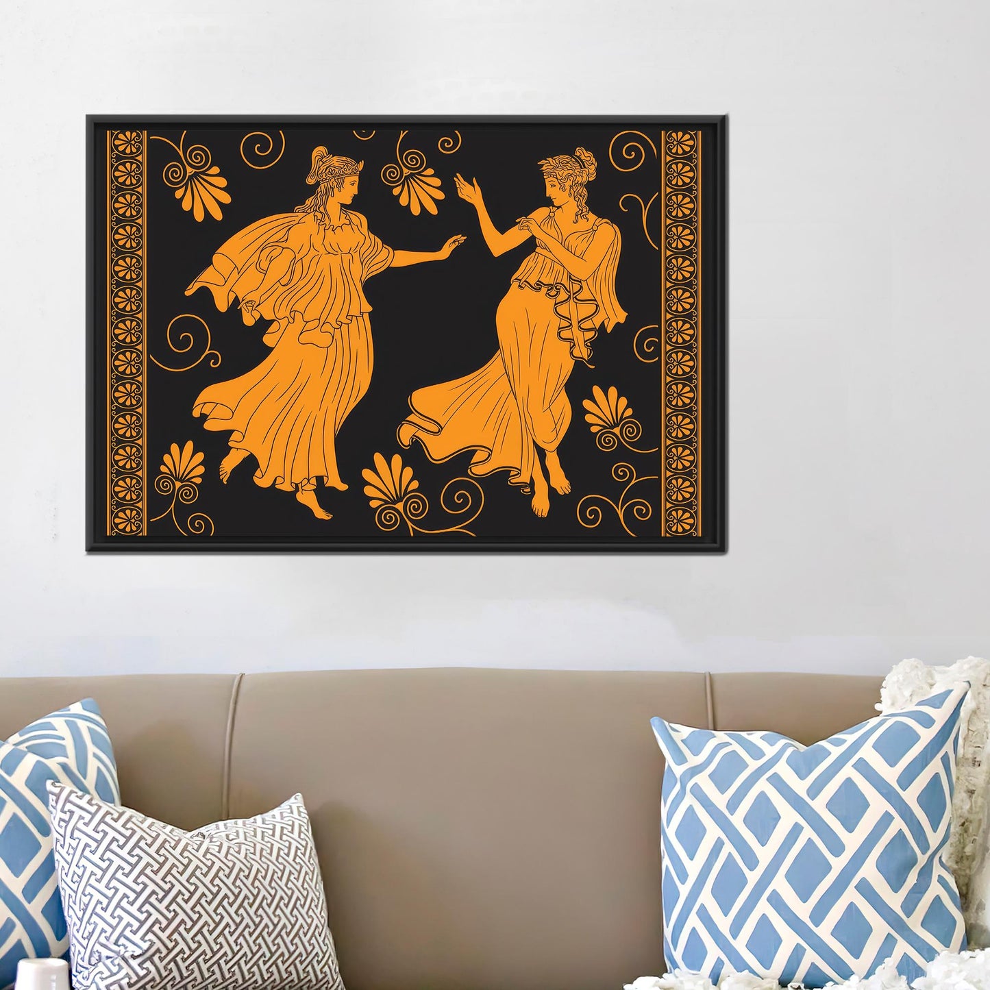 Floral Greek Girls Tunics Ancient Canvas Print