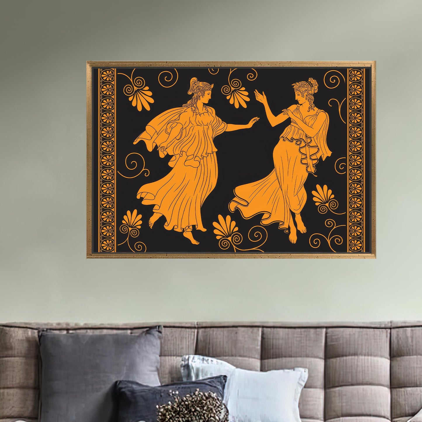 Floral Greek Girls Tunics Ancient Canvas Print