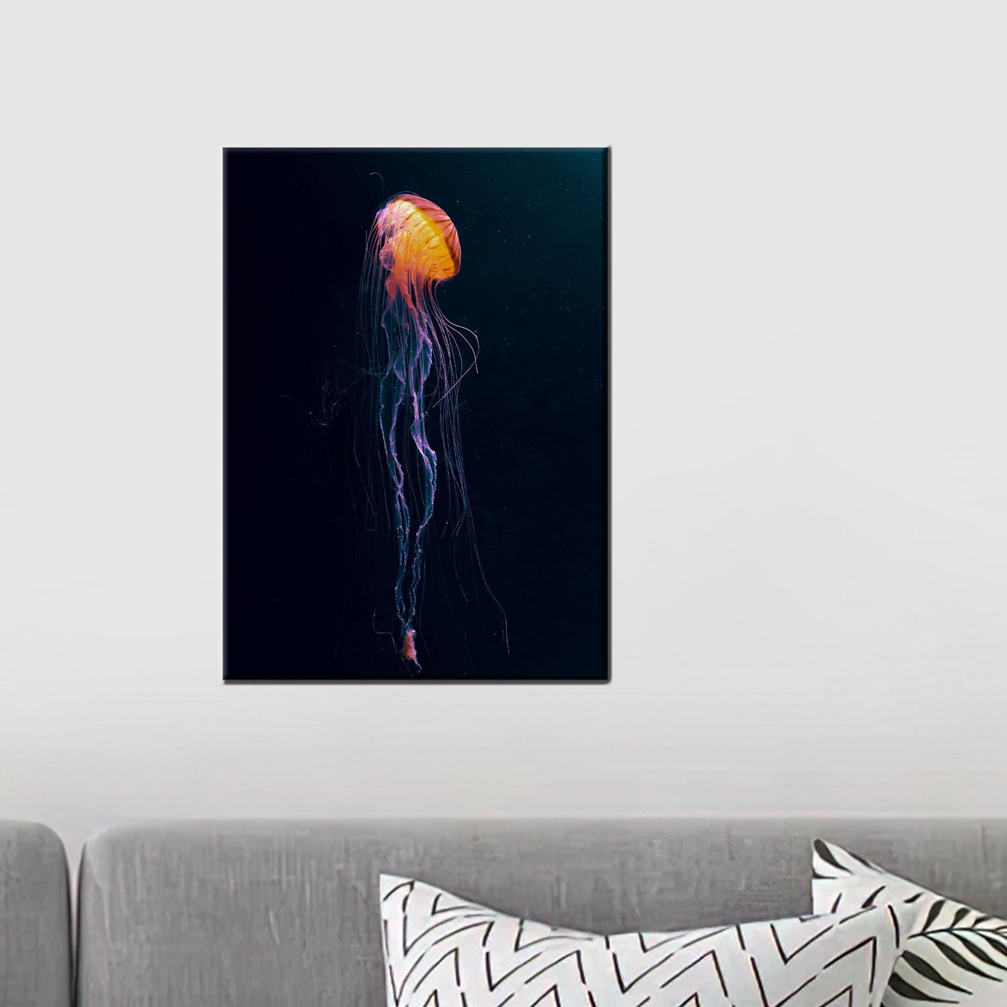 Orange Jellyfish Underwater Canvas Print