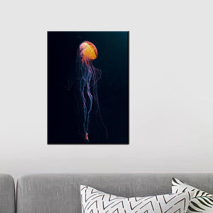 Orange Jellyfish Underwater Canvas Print