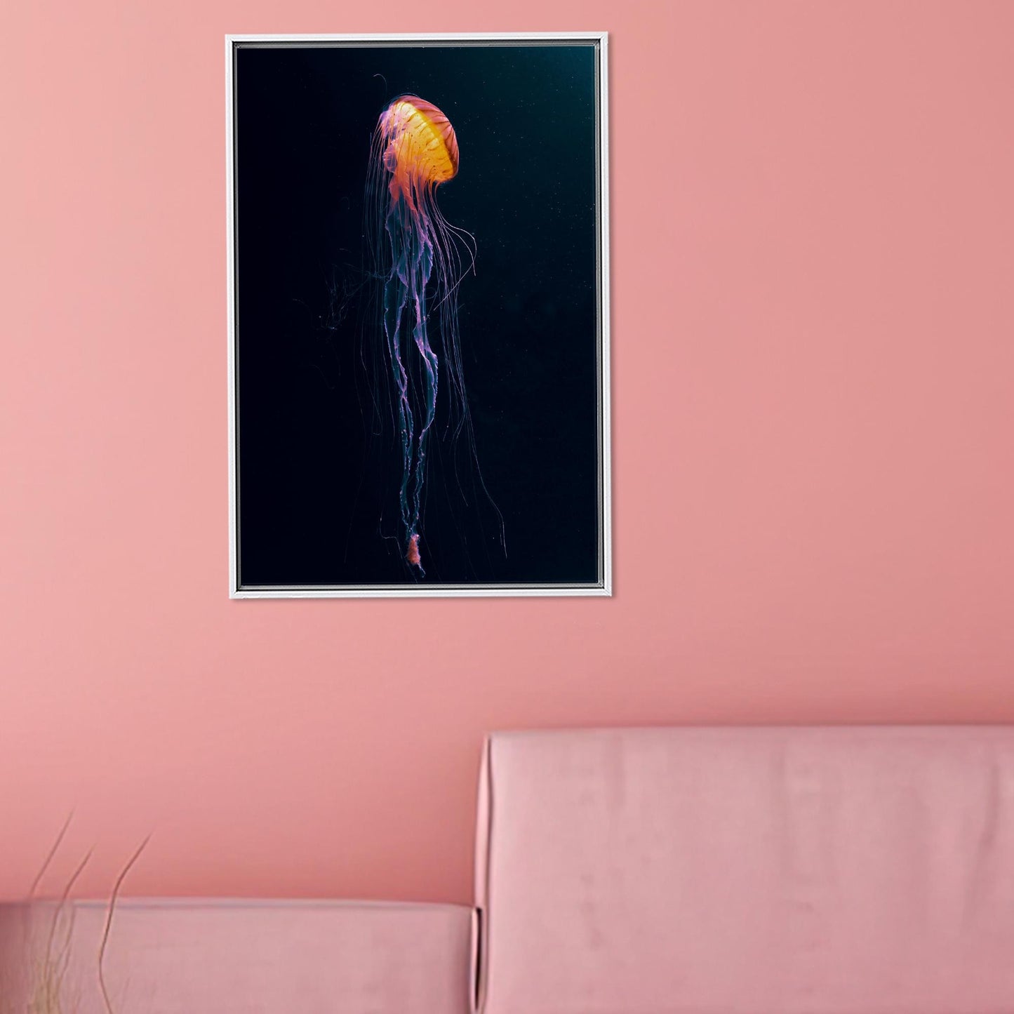 Orange Jellyfish Underwater Canvas Print