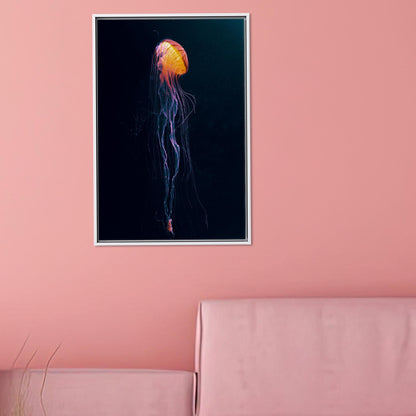 Orange Jellyfish Underwater Canvas Print