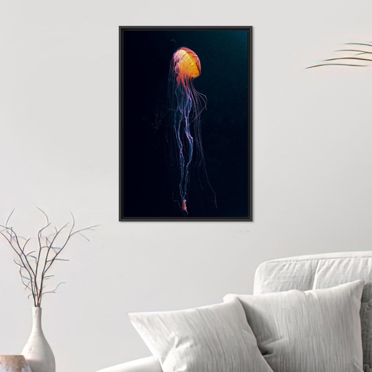 Orange Jellyfish Underwater Canvas Print