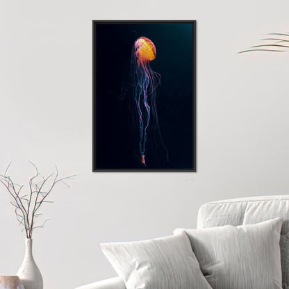 Orange Jellyfish Underwater Canvas Print