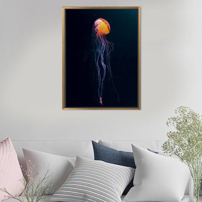 Orange Jellyfish Underwater Canvas Print