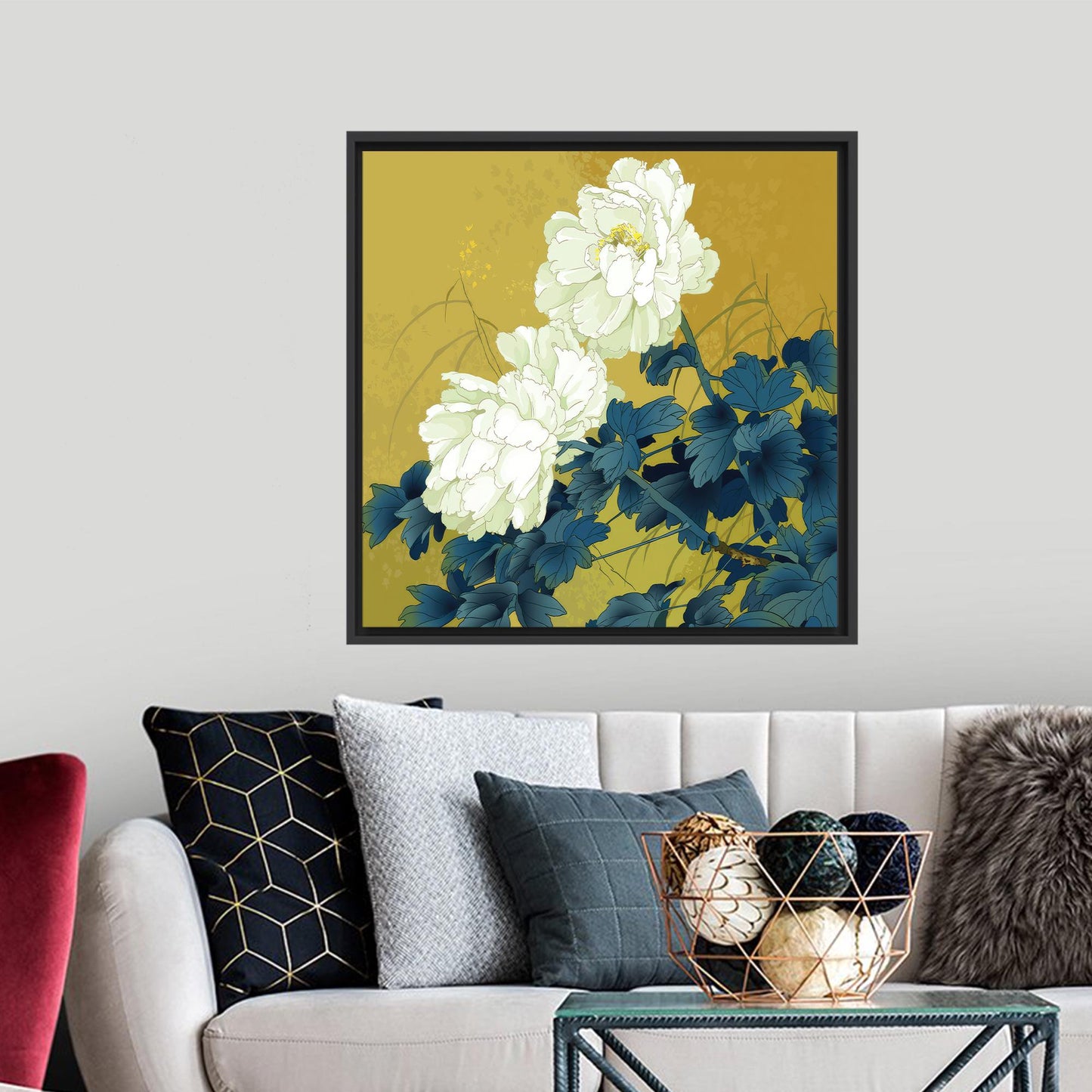 Japanese Flowers Floating Abstract Canvas Print