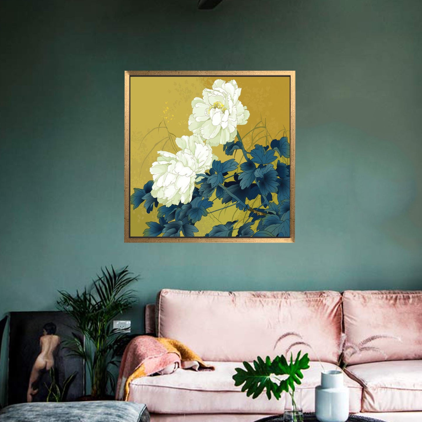 Japanese Flowers Floating Abstract Canvas Print