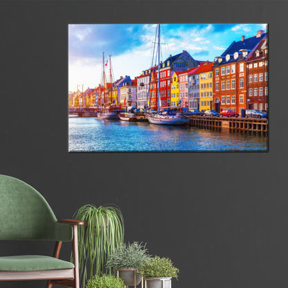 Denmark Landscape Canvas Decor: Copenhagen View Printed Canvas Art, Personalized Gift