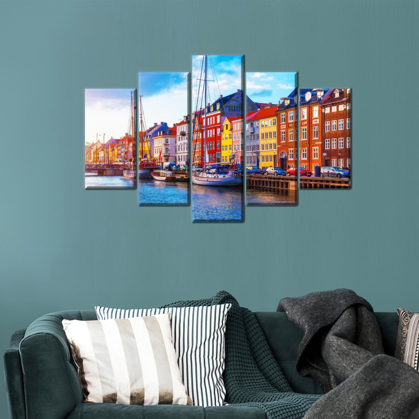 Denmark Landscape Canvas Decor: Copenhagen View Printed Canvas Art, Personalized Gift
