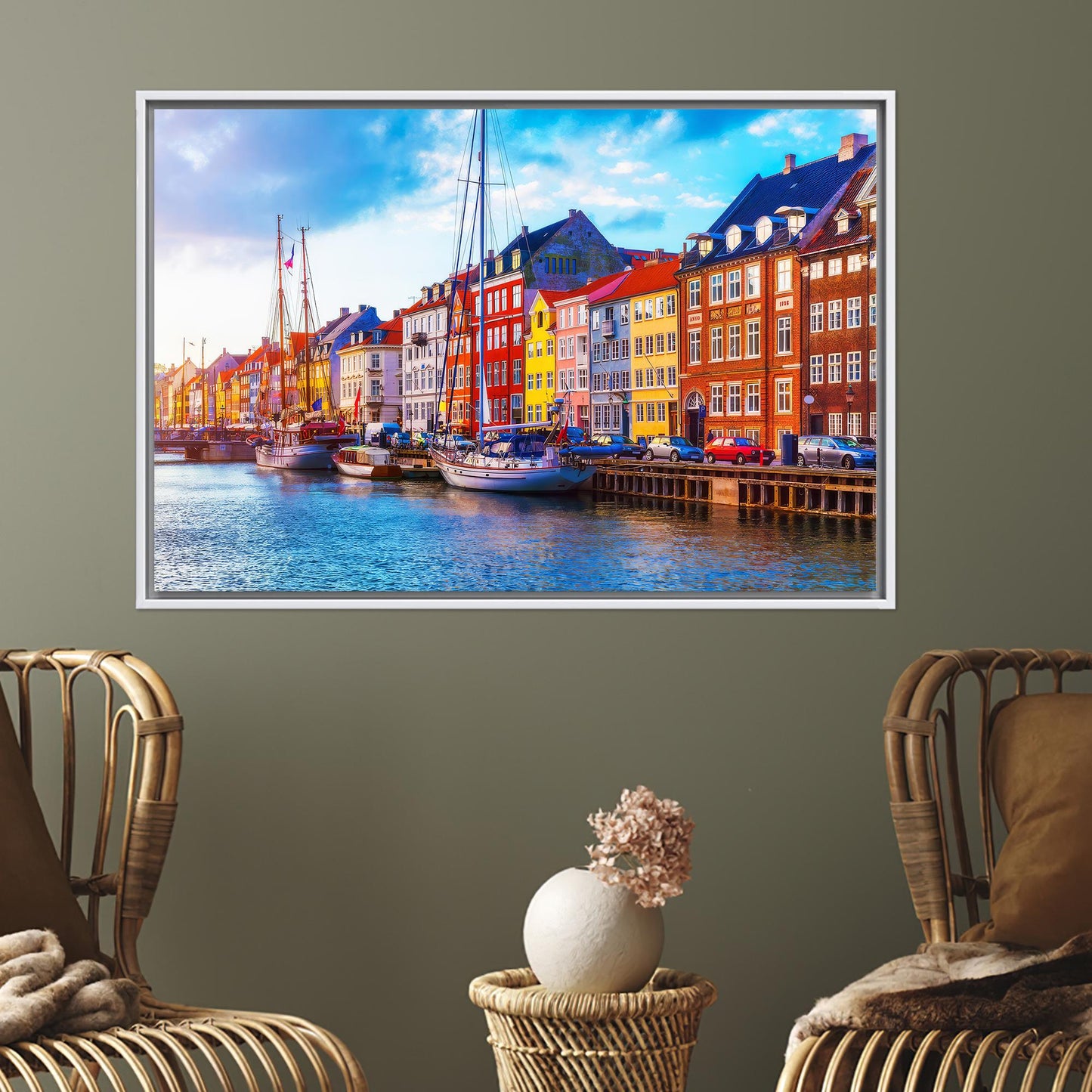 Denmark Landscape Canvas Decor: Copenhagen View Printed Canvas Art, Personalized Gift