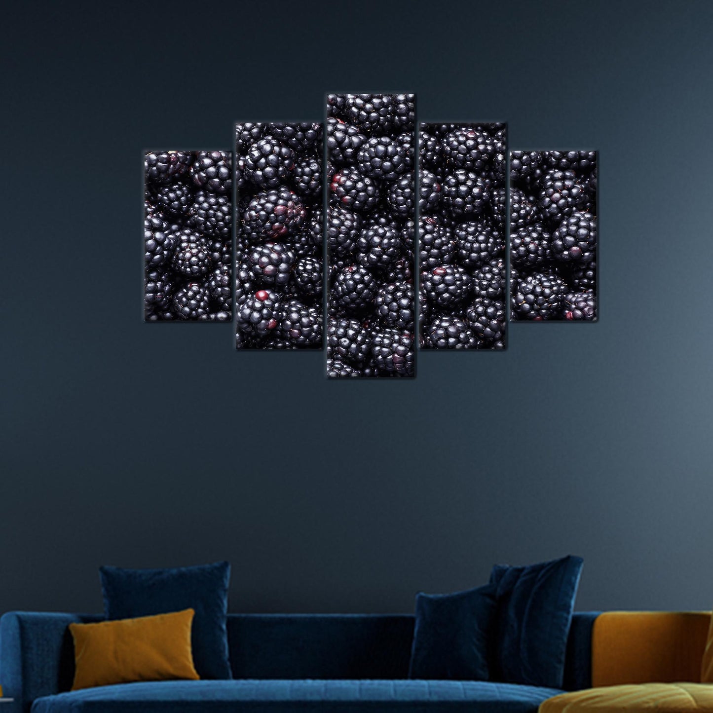 Modern Berry Wall Decor, Blackberry Art Printed Canvas, Room Decor Canvas Art, Personalized Gifts