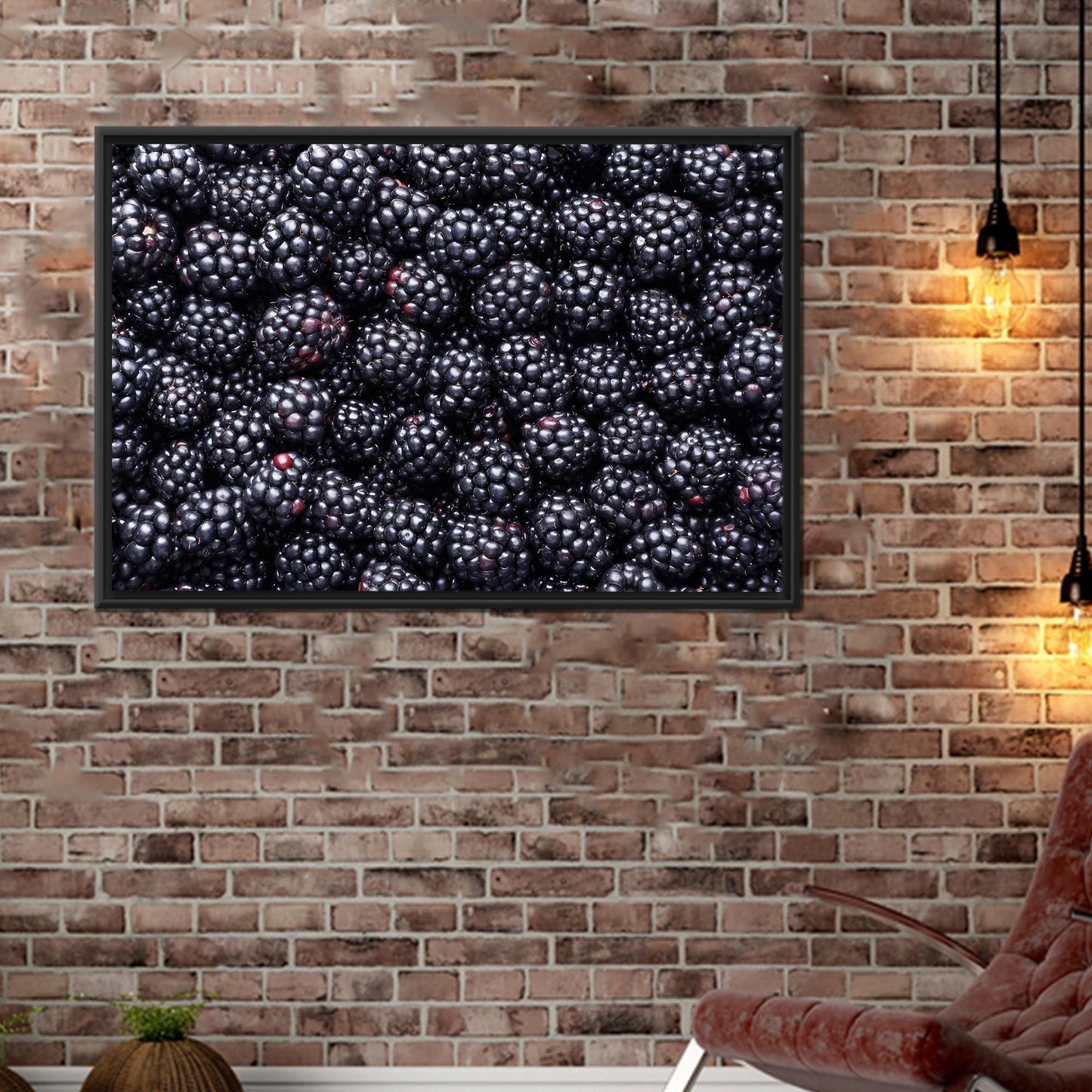 Modern Berry Wall Decor, Blackberry Art Printed Canvas, Room Decor Canvas Art, Personalized Gifts