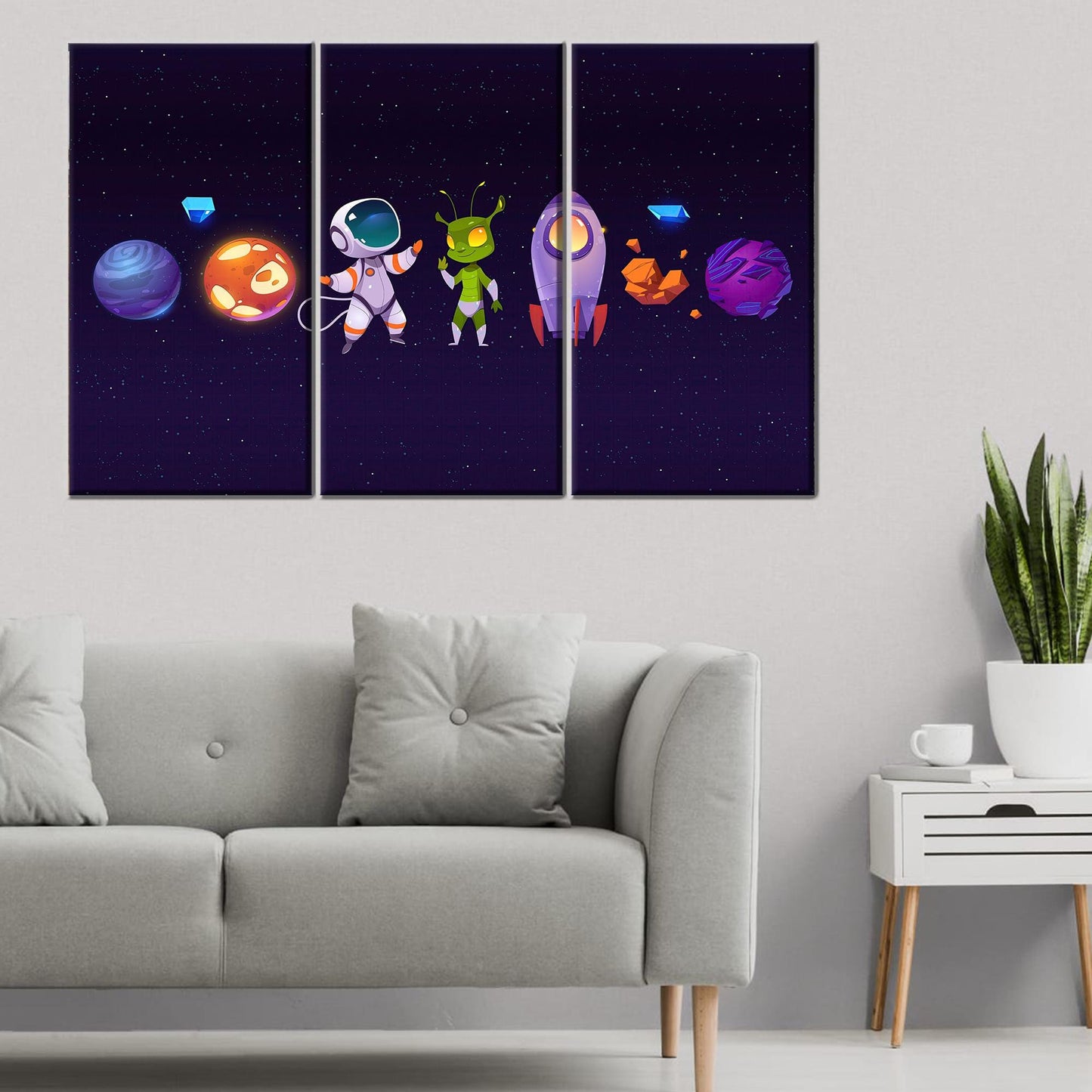 Space Pattern Astronaut Kids 3D Canvas Print