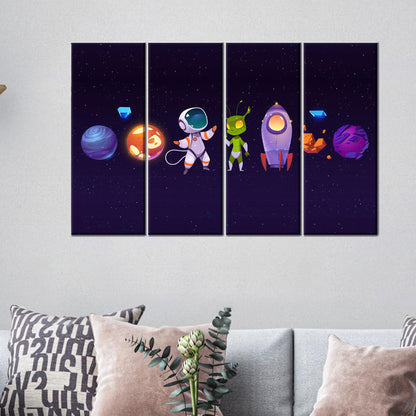 Space Pattern Astronaut Kids 3D Canvas Print
