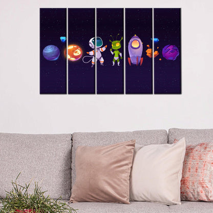 Space Pattern Astronaut Kids 3D Canvas Print