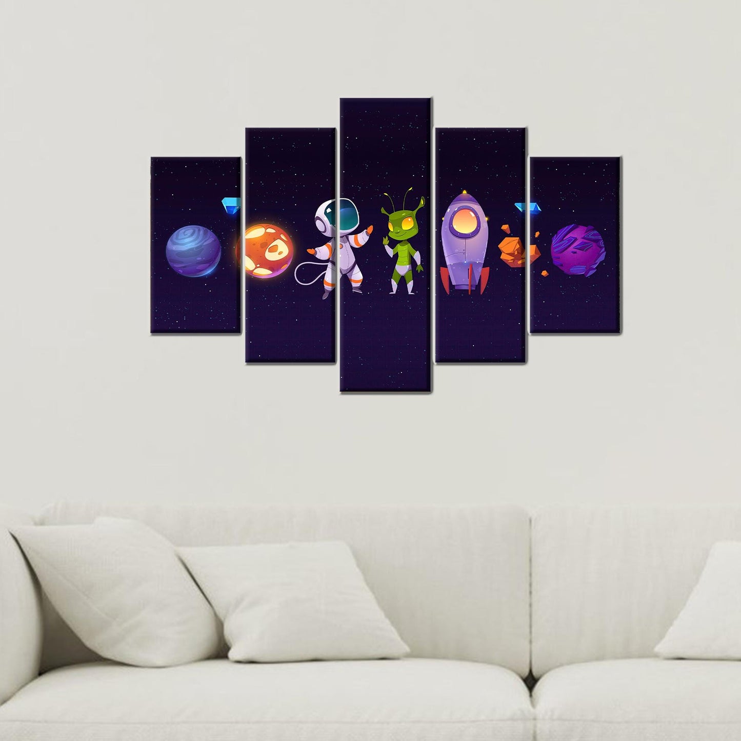 Space Pattern Astronaut Kids 3D Canvas Print