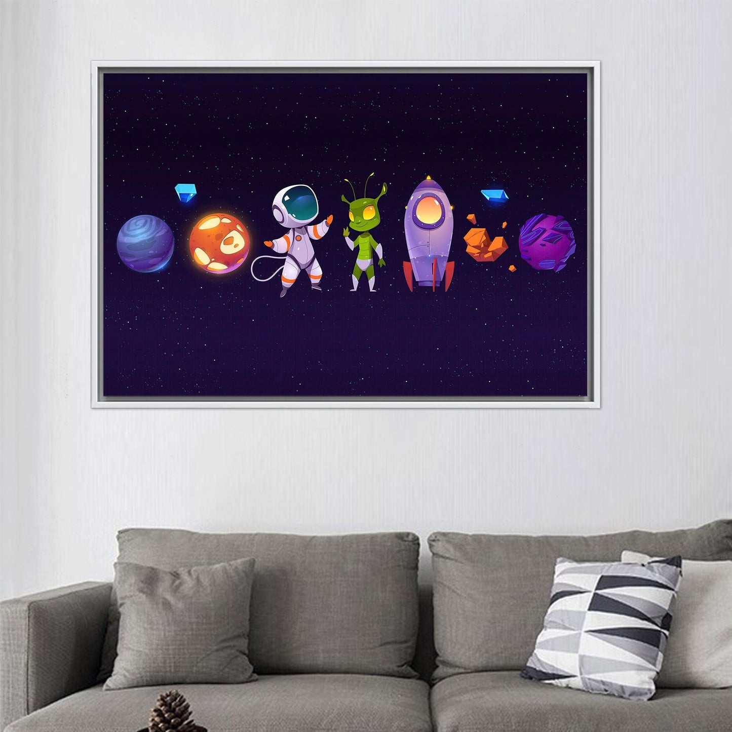 Space Pattern Astronaut Kids 3D Canvas Print