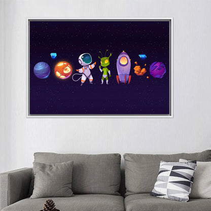 Space Pattern Astronaut Kids 3D Canvas Print