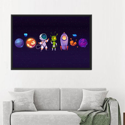 Space Pattern Astronaut Kids 3D Canvas Print