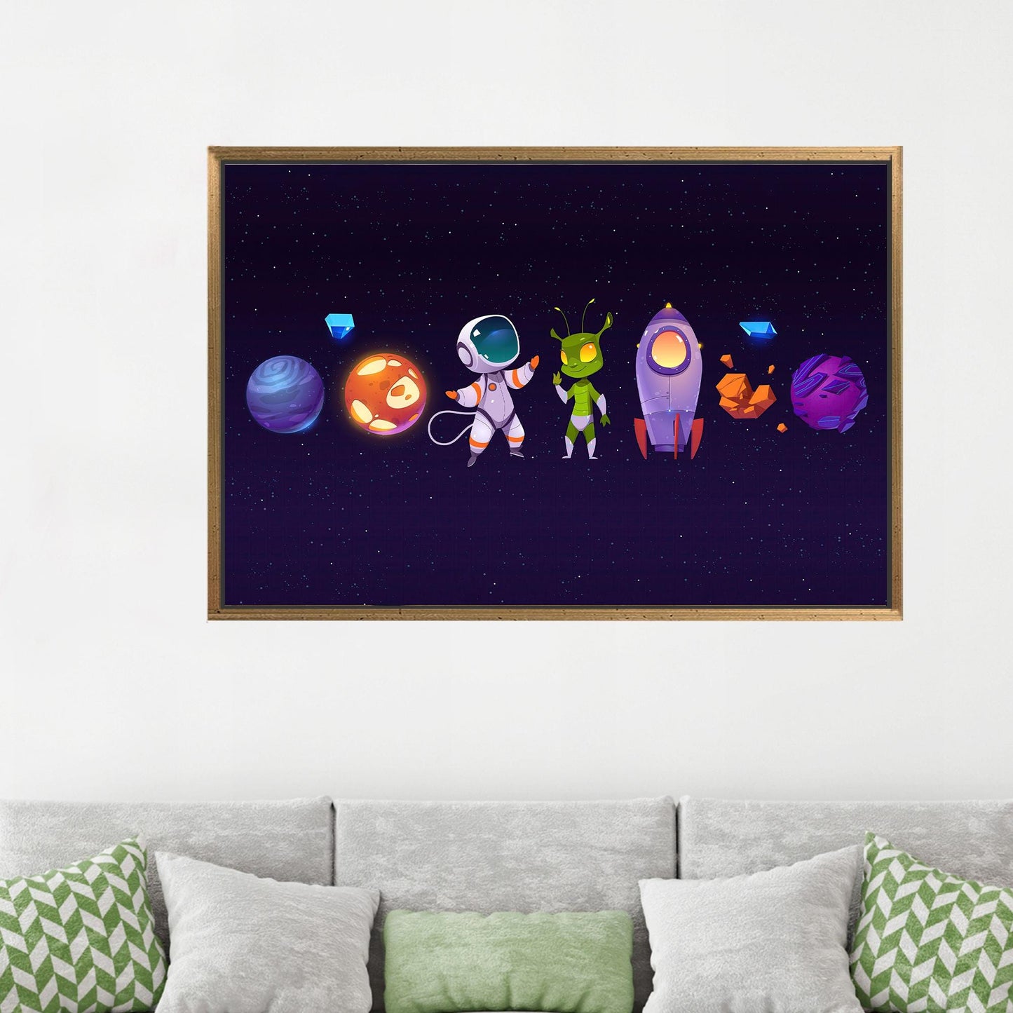 Space Pattern Astronaut Kids 3D Canvas Print