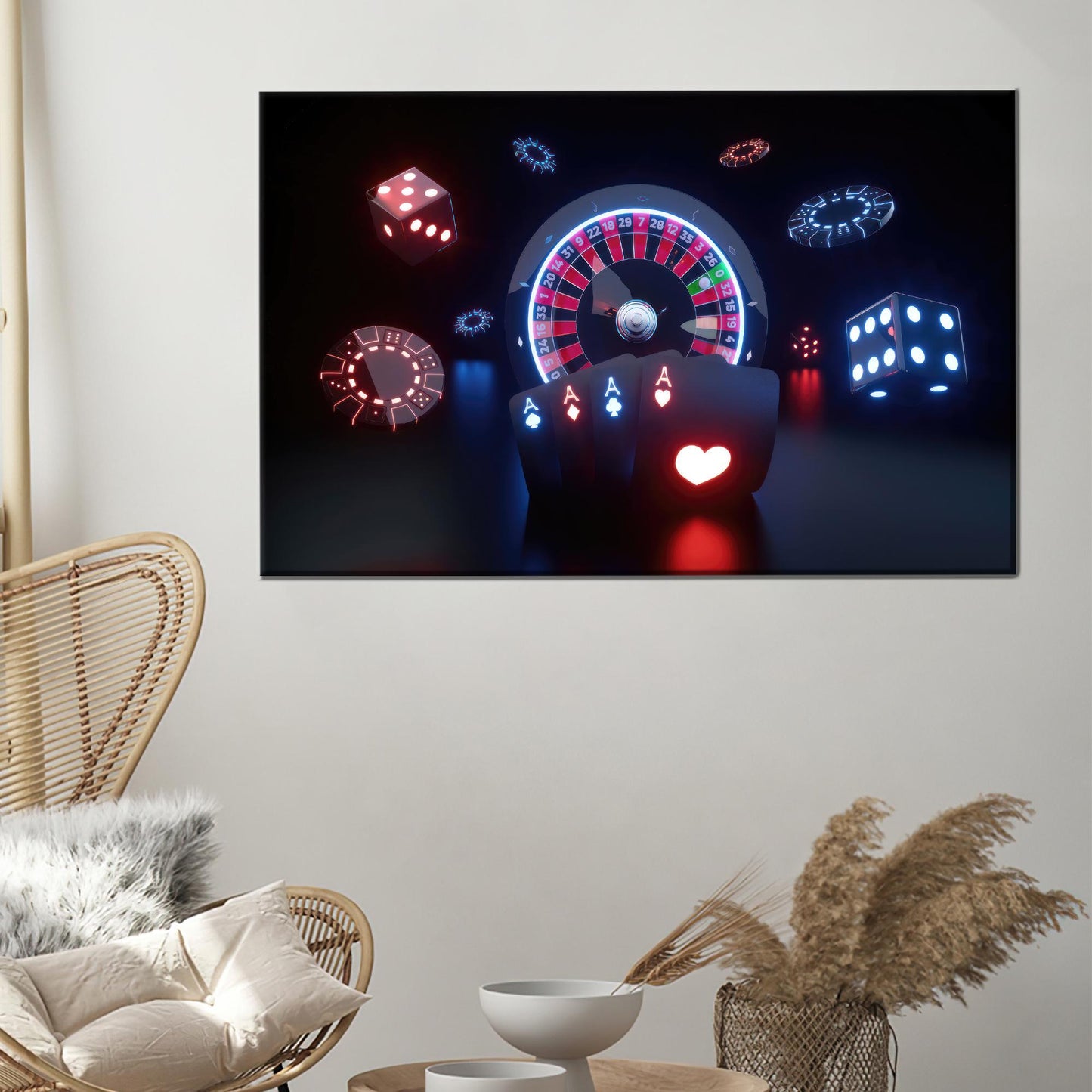Modern Casino Gambling Artwork Canvas Print for Game Room Wall Art, Personalized Baby Boy Gift