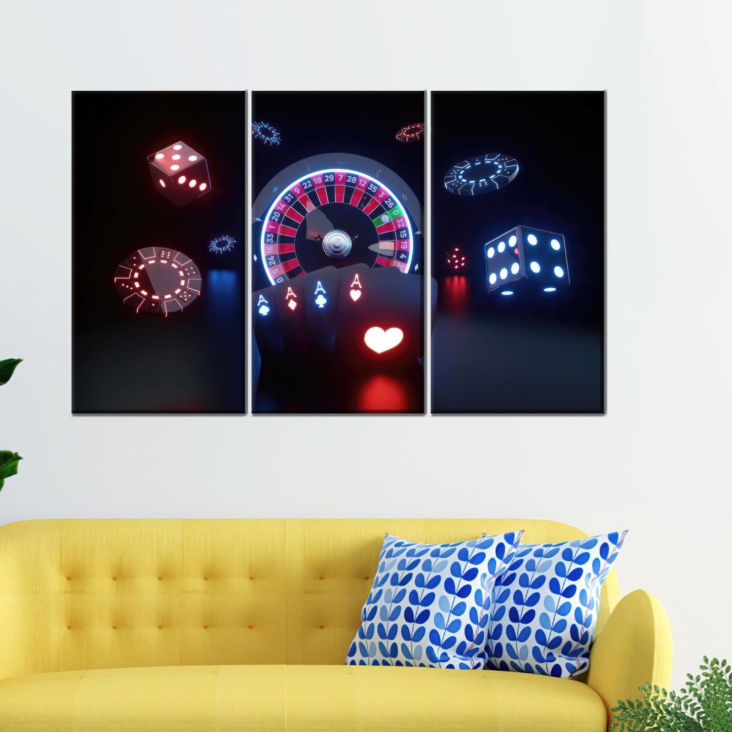 Modern Casino Gambling Artwork Canvas Print for Game Room Wall Art, Personalized Baby Boy Gift
