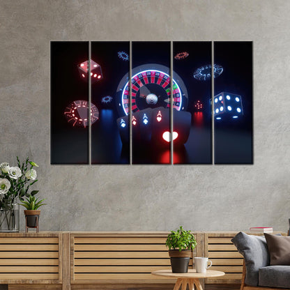 Modern Casino Gambling Artwork Canvas Print for Game Room Wall Art, Personalized Baby Boy Gift