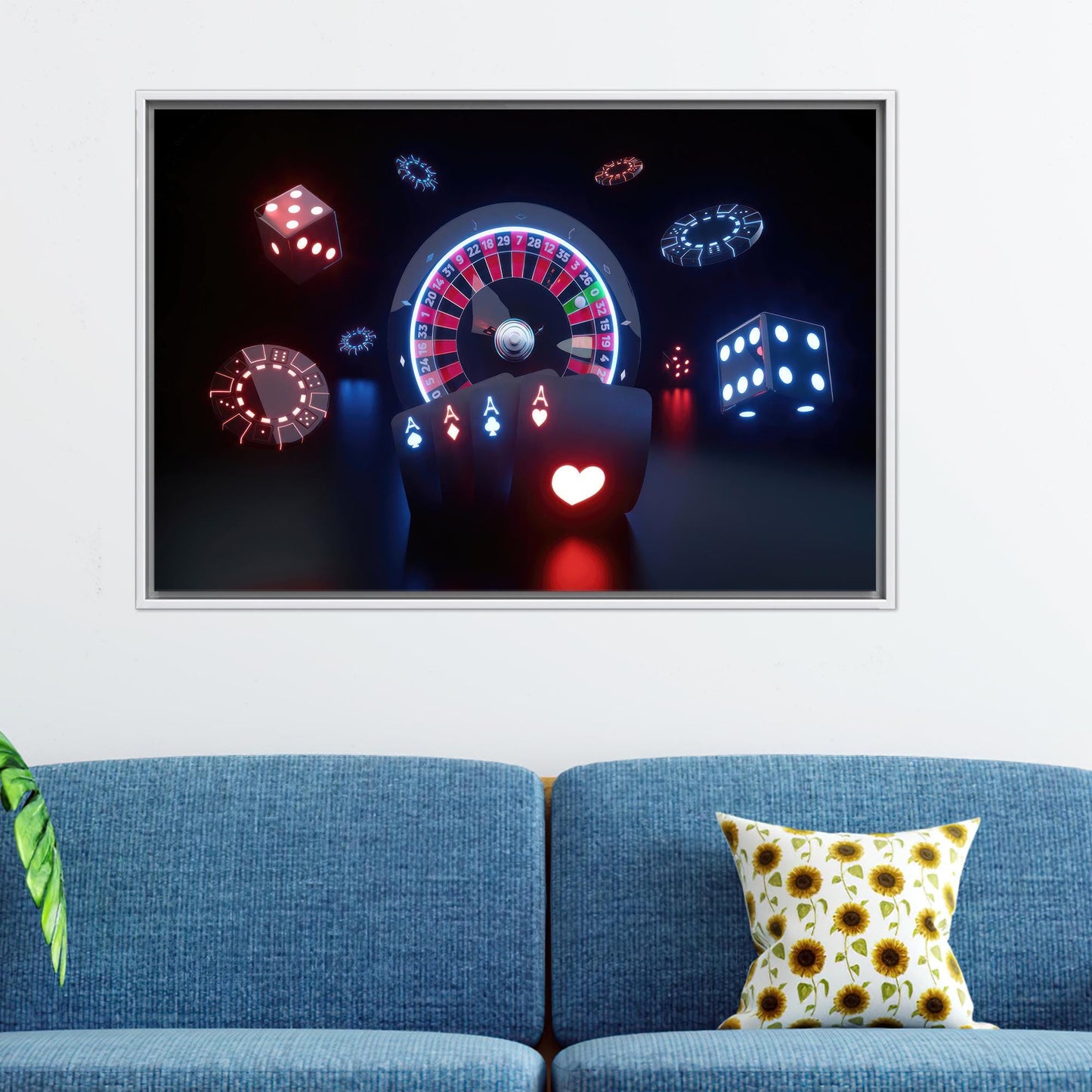 Modern Casino Gambling Artwork Canvas Print for Game Room Wall Art, Personalized Baby Boy Gift