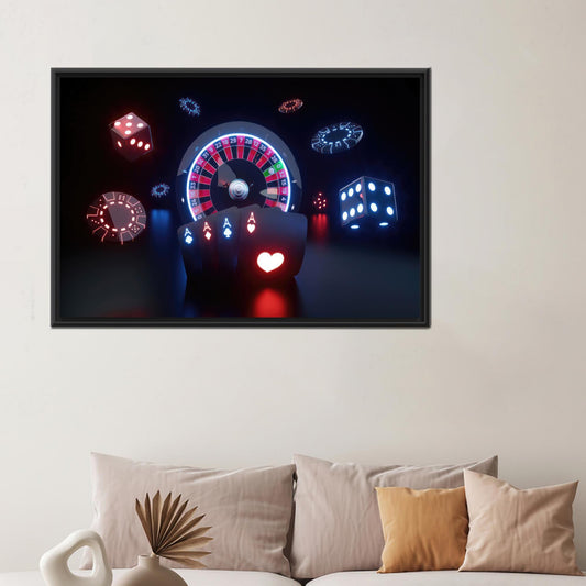 Modern Casino Gambling Artwork Canvas Print for Game Room Wall Art, Personalized Baby Boy Gift
