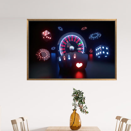 Modern Casino Gambling Artwork Canvas Print for Game Room Wall Art, Personalized Baby Boy Gift