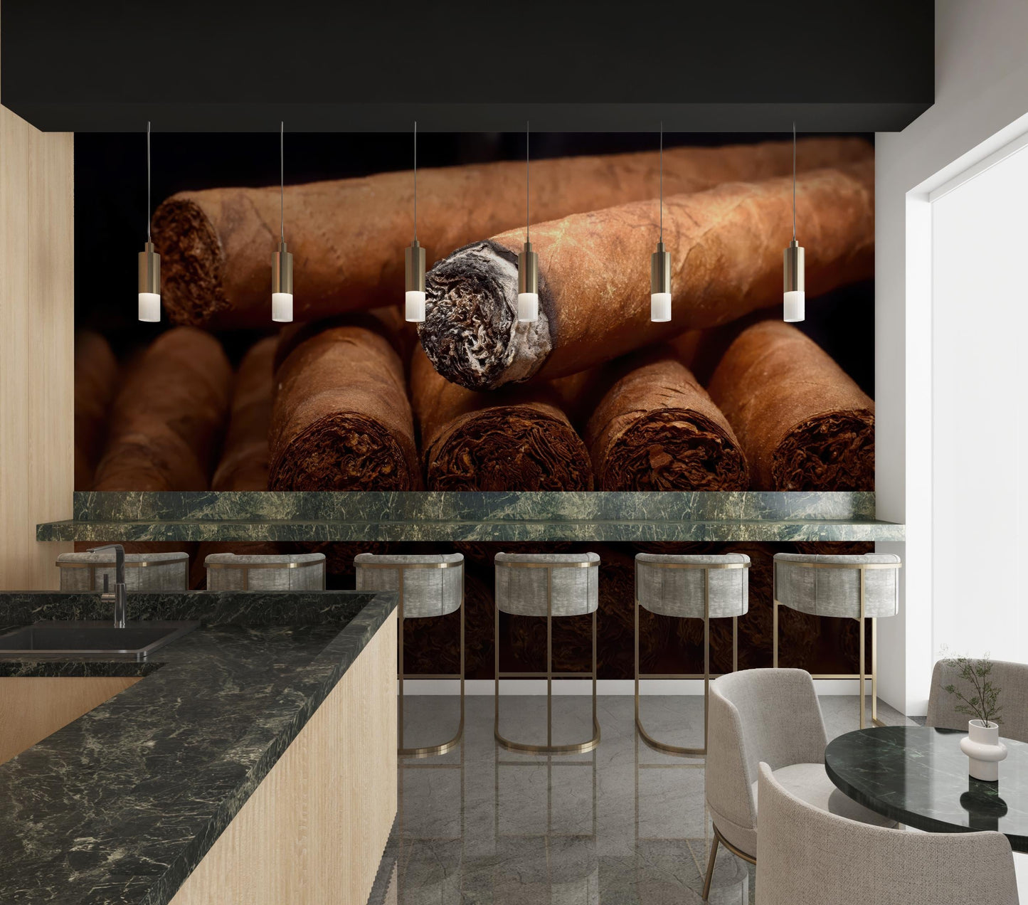 Realistic Brown Cigar Wallpaper for Man Cave or Office, Cigar Wall Mural