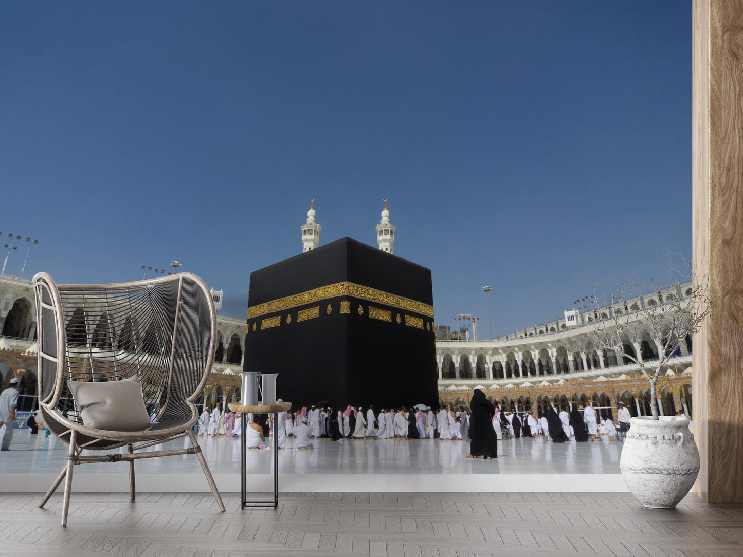 Kaaba Wall Mural in Mecca, Islamic Sacred Mosque Wallpaper, Hajj and Umrah Art, Muslim Spiritual