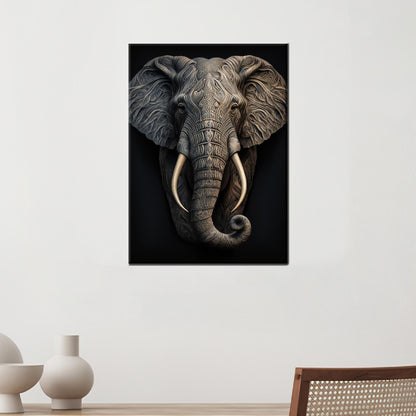 Modern Black Elephant Canvas Art, Minimalist Room Decor, Printed Wall Art, Personalized Gift Box