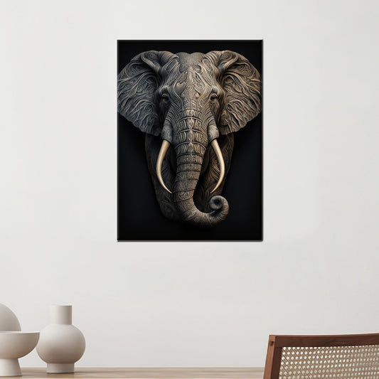 Modern Black Elephant Canvas Art, Minimalist Room Decor, Printed Wall Art, Personalized Gift Box