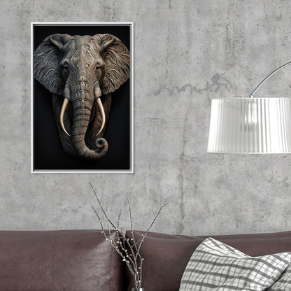 Modern Black Elephant Canvas Art, Minimalist Room Decor, Printed Wall Art, Personalized Gift Box