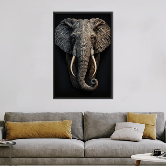 Modern Black Elephant Canvas Art, Minimalist Room Decor, Printed Wall Art, Personalized Gift Box