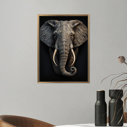 Modern Black Elephant Canvas Art, Minimalist Room Decor, Printed Wall Art, Personalized Gift Box