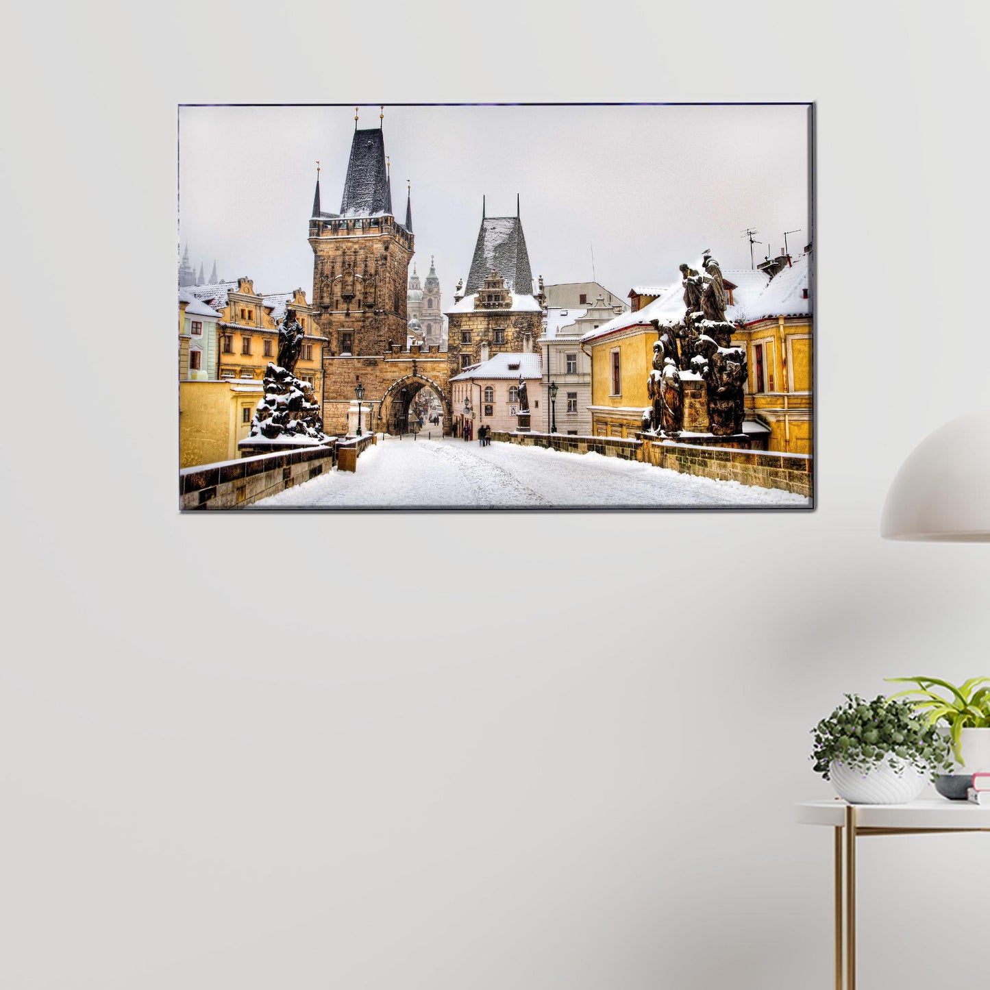 Prague Bridge Printed Canvas Wall Art - Landscape Decor for Personalized Gifts