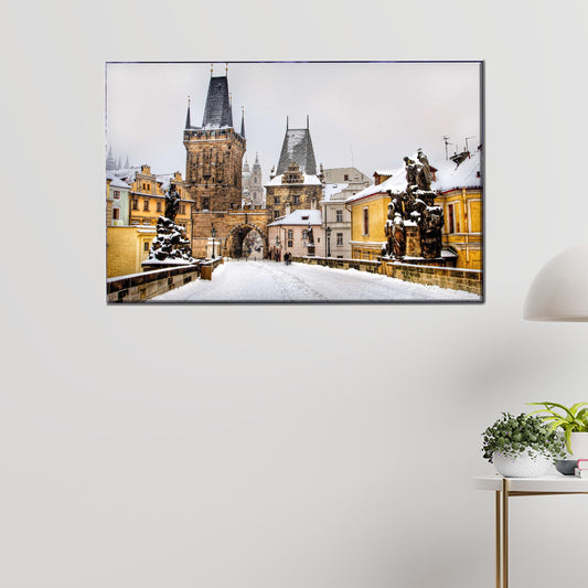 Prague Bridge Printed Canvas Wall Art - Landscape Decor for Personalized Gifts