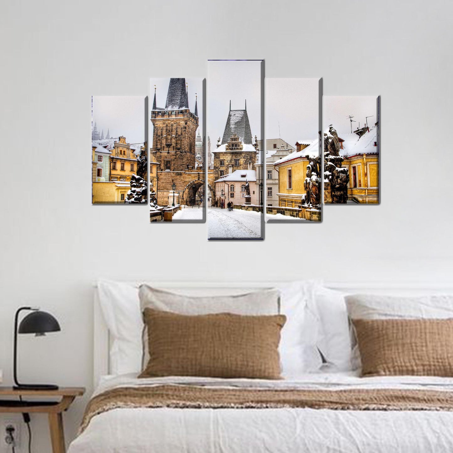 Prague Bridge Printed Canvas Wall Art - Landscape Decor for Personalized Gifts