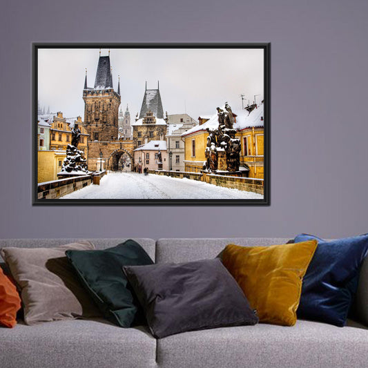 Prague Bridge Printed Canvas Wall Art - Landscape Decor for Personalized Gifts