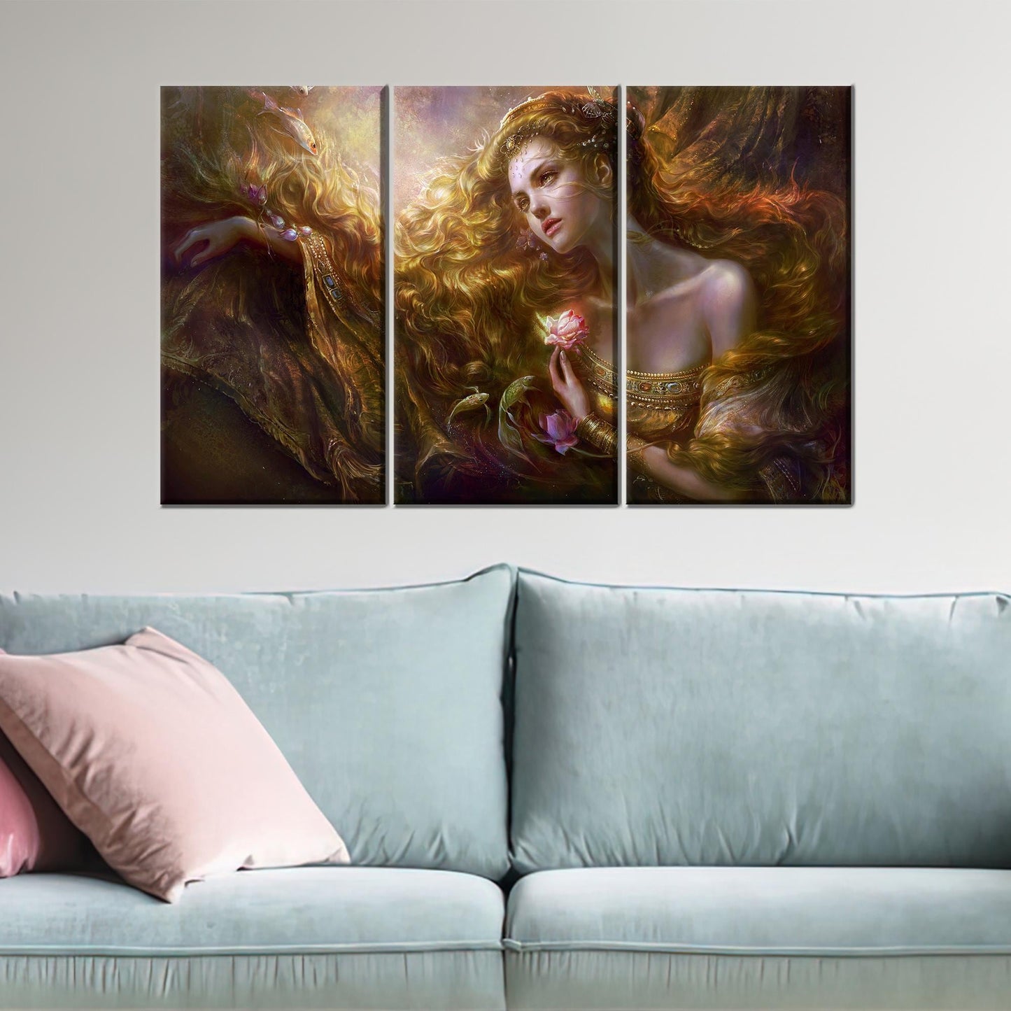 Modern 3D Canvas Print: Luxury Mermaid Art Decor, Beautiful Woman Poster, Personalized Baby Gift