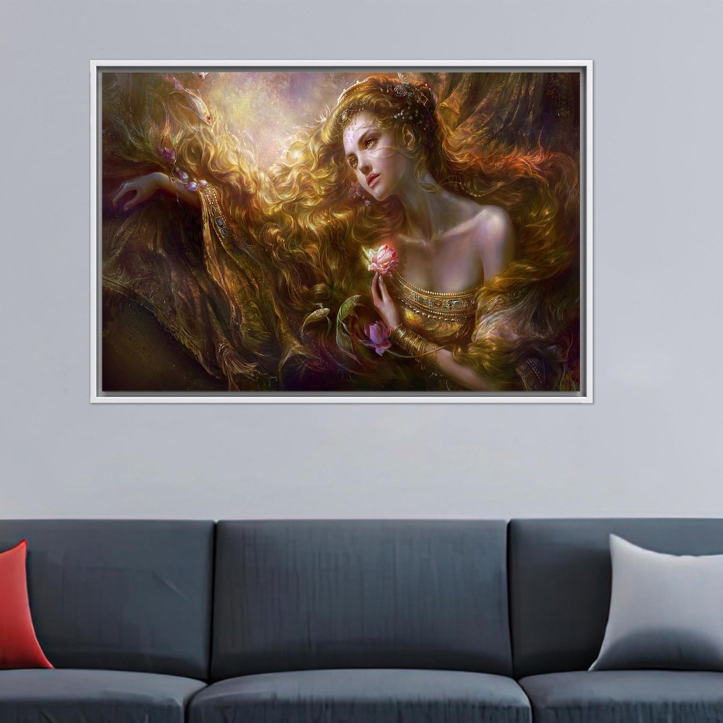 Modern 3D Canvas Print: Luxury Mermaid Art Decor, Beautiful Woman Poster, Personalized Baby Gift