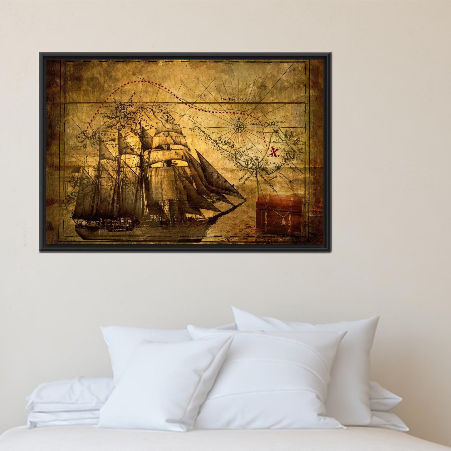 Pirates 3D Old Map Her Canvas Print