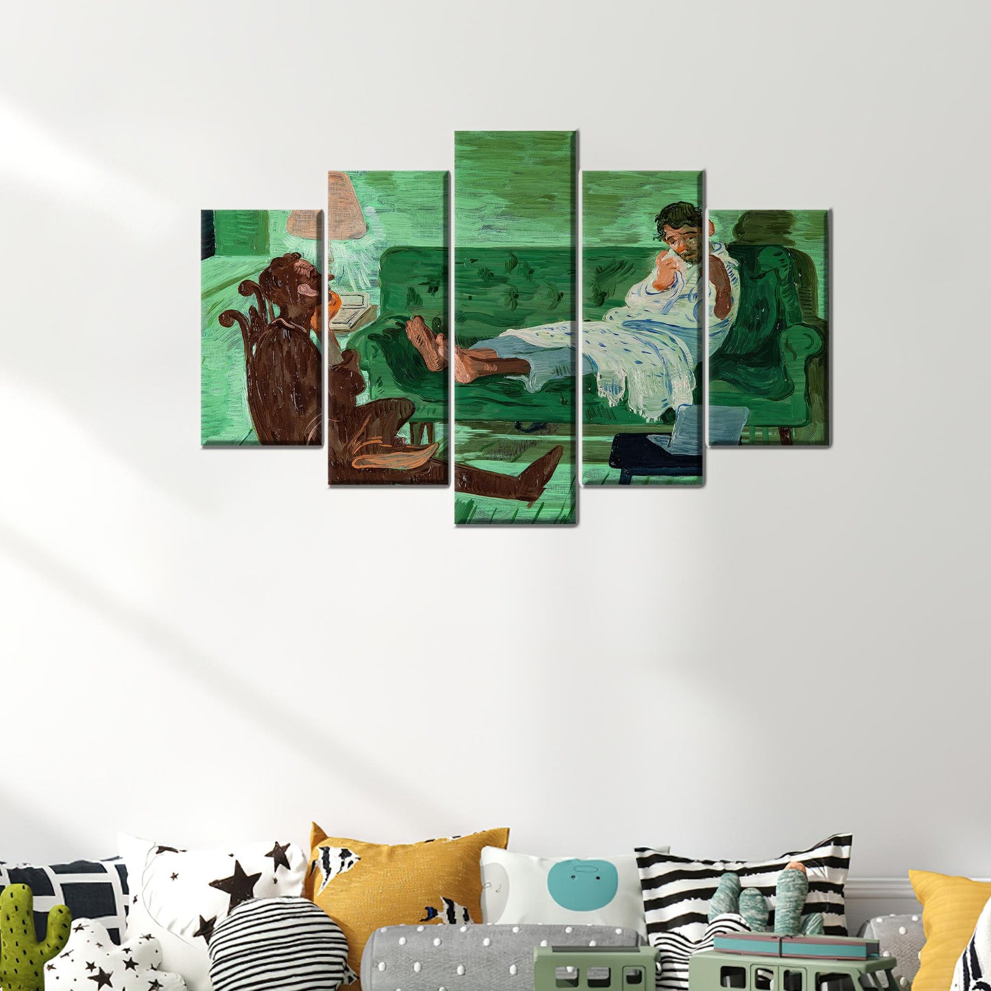 Green Salman Toor's Two Friends Canvas Print