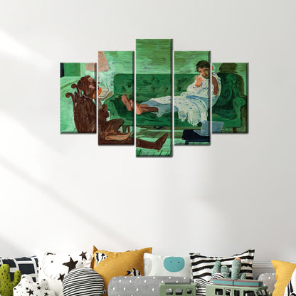 Green Salman Toor's Two Friends Canvas Print