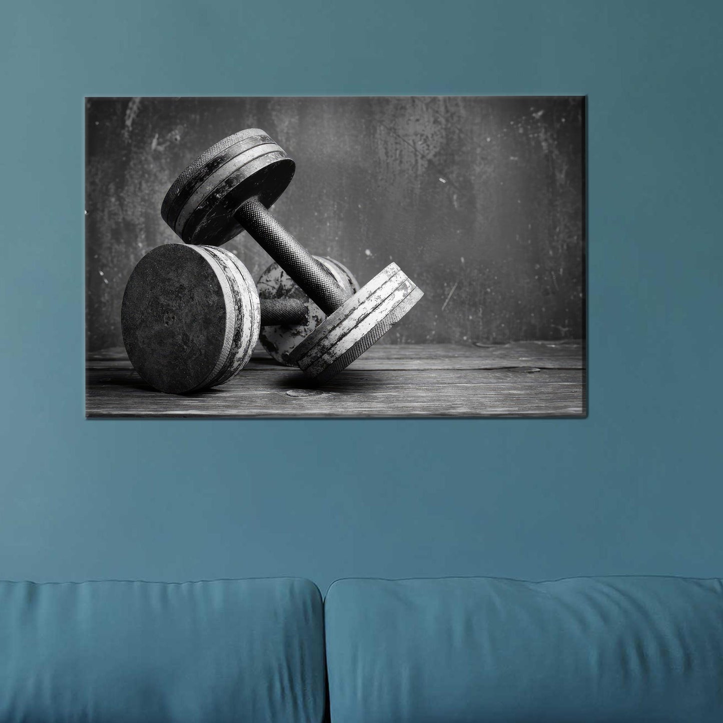Black and White Dumbbells Hangings Canvas Print
