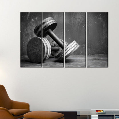Black and White Dumbbells Hangings Canvas Print